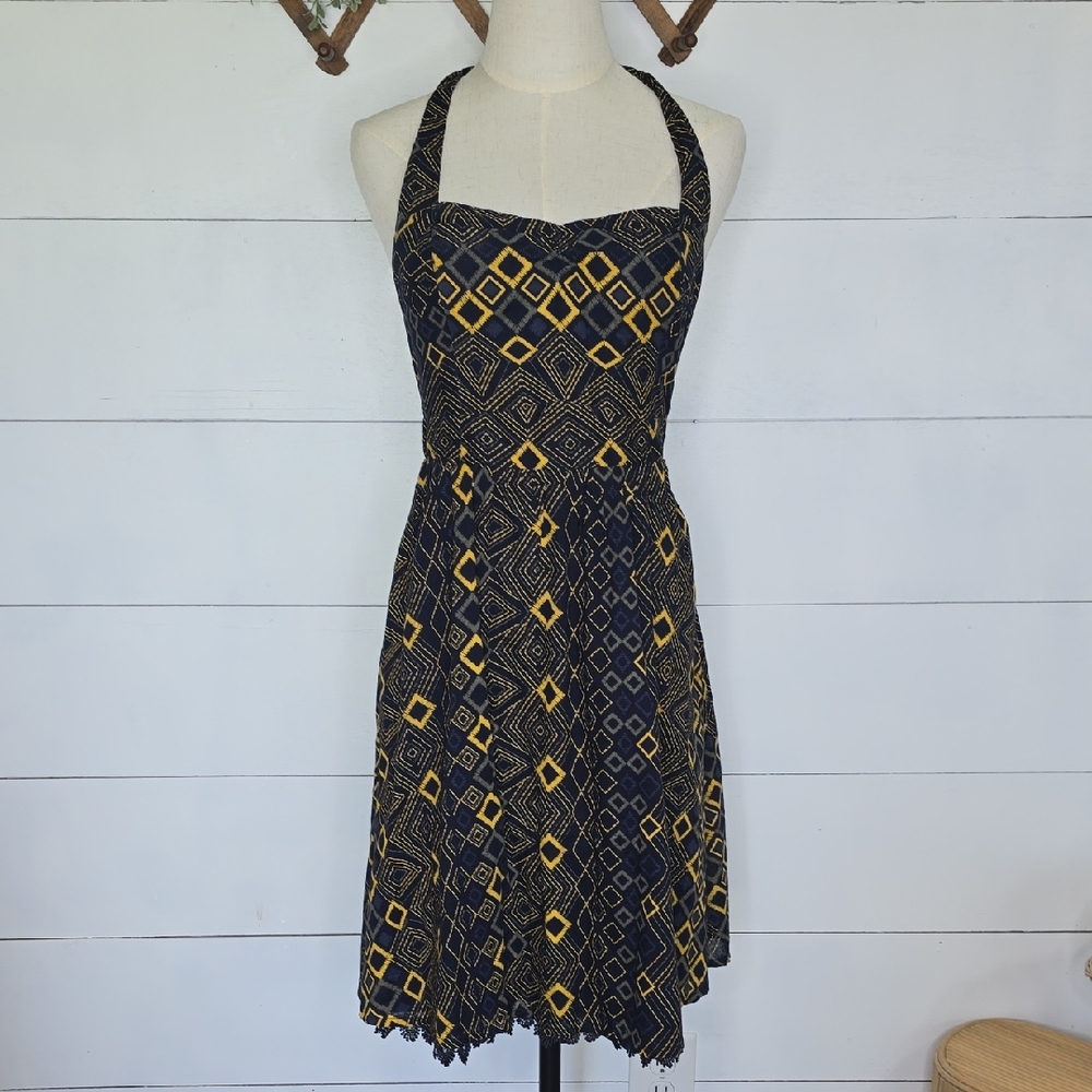 Anthropologie Edme & Esyllte Repetition Halter Dress Size 4 Women's